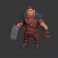Fantasy Dwarf Character With Red Hair Orange Beard Red Tunic Gray Armor And Blue Boots