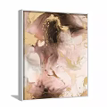 Abstract Painting With Pink Gold And White Fluid Marble Like Texture Wall Art