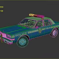 Blue And White Police Car With Flashing Lights Badge And POLICE Lettering