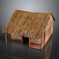 Traditional Rustic Wooden House with Thatch Roof and Wooden Frame Structure Design