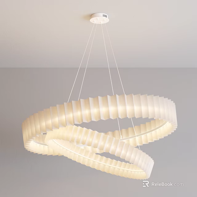 Modern Minimalist White Ring Shaped Pendant Light Featuring Two Circular Layers For Interior Design 3d model 