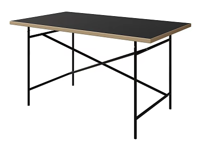 Modern Minimalist Dining Table With Black Tabletop Wooden Edge And Black Crossed Legs 3d model
