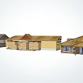 Chinese-style thatched house 3d model