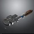 Rusty Metal Wrench Featuring Brown Handle Blue Section On Gray Background With Reflection