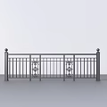 Sleek Modern Black Metal Railing With Vertical Slats And Decorative Posts