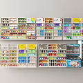 Retail Display Shelves With Multiple Tiers And Various Colorful Products In Modern Setting