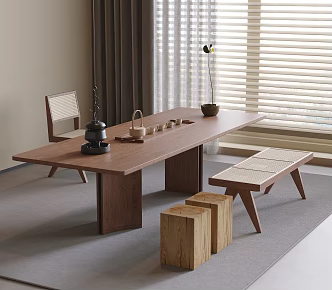 Tea Table and Chair Combination Stool Bench Tea Table Tea Set 3d model