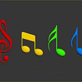 Colorful Music Notes And Treble Clef Decorative Household Items With Reflections