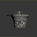 Vintage Metal Bucket With Decorative Handle And Rustic Texture For Household Use