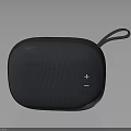 Portable Gray Bluetooth Speaker With Mesh Surface Carry Strap And Control Buttons