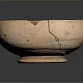 Ancient Handcrafted Clay Sculpture Bowl With Visible Cracks And Rustic Texture 3d model