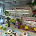 Modern Kindergarten Play Space With Colorful Balloons And Interactive Play Structures 3d model