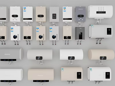 Various Modern Household Appliances With Digital Displays And Neutral Color Styles 3d model