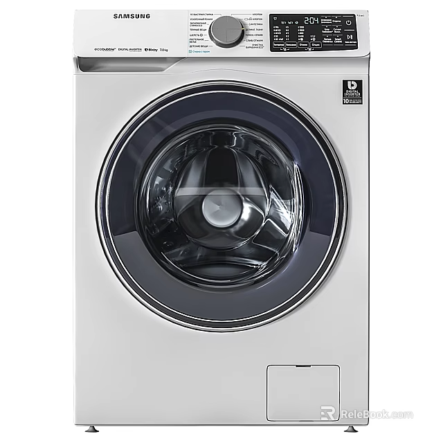 Front Load Washing Machine With Sleek White Design And Transparent Door 3d model 