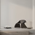 Modern Minimalist Leisure Chair With Geometric Design And Side Table On Concrete Surface