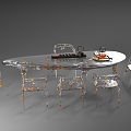 Acrylic tea table and chair combination 3d model