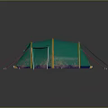 Green Camping Tent With Yellow Trim And Open Door For Outdoor Activities