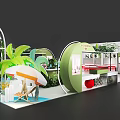 Fresh Greenery Decorated Modern Exhibition Booth Design For Cosmetic Brand Product Trade Show
