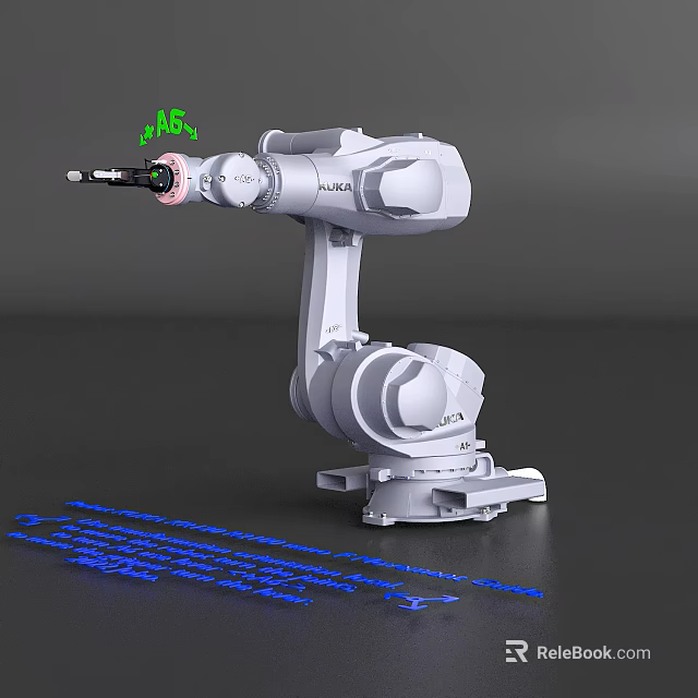 Advanced Industrial Robot Arm With AS Logo And Blue Code For Manufacturing Automation 3d model 