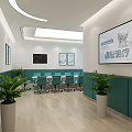 Modern Meeting Room Interior With Long Table Blue Chairs And Wall Displays