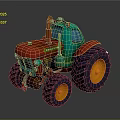 Vintage Tractor With Red And Green Body Big Wheels And Yellow Rims
