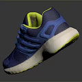 Blue And Yellow Sports Sneakers With Breathable Mesh Upper And White Sole