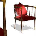 Elegant Leisure Chair With Red Velvet Cushion And Wooden Frame Gold Accents