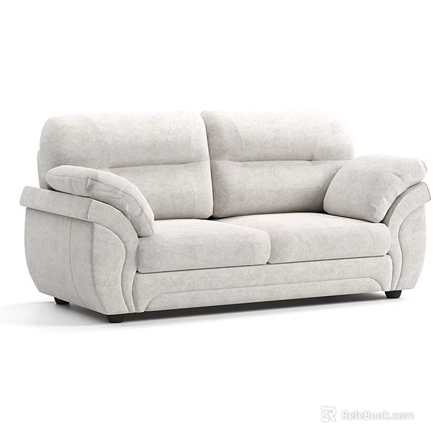 Light Colored Upholstered Two Seater Sofa With Plush Cushions And Modern Design 3d model
