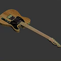 Wooden Electric Guitar With Black Pickguard Light Neck Metal Strings And Tuning Pegs