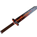 Black Blade Sword With Red Decorative Patterns And Brown Handle Design