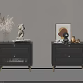 Stylish Black Nightstands With Pampas Grass Sculpture Books Framed Art And Coffee Cup
