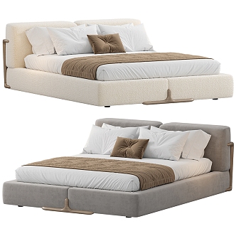 Porada Modern Fabric Double Bed 3d model