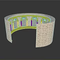 Ancient Semicircular Stone Structure with Arched Openings and Textured Walls 3d model