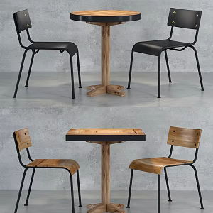 Industrial LOFT leisure table and chair combination dining table and chair 3d model