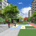 Residential Landscape Design With High Rise Buildings Greenery Pathways And Central Recreational Areas