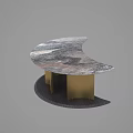 Elegant Modern Coffee Table With Irregular Natural Marble Pattern Top And Gold Metal Base 3d model