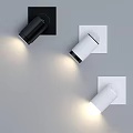 Modern Black And White Wall Mounted Downlights And Spotlights Lighting Effect 3d model