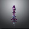 Decorative Fantasy Weapon With Purple Blue Hues And Intricate Ornate Design Elements