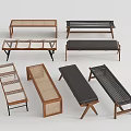 Various Styles Sofa Bench With Wooden Frame Woven Design And Leather Seat Living Room
