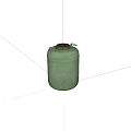 Green Gas Cylinder With Metal Cap And Handles Isolated On Black Background