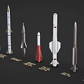 Missile Rocket Missile Package Bomb Ammunition Satellite 3d model
