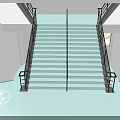 Modern Indoor Staircase Interior With Black Handrail And Light Colored Steps 3d model