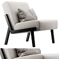 Beige Upholstered Single Sofa with Decorative Pillows and Black Wooden Legs Modern Design