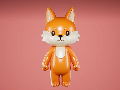 Adorable Orange Reptile Figurine on Pink Background with White Belly Design 3d model