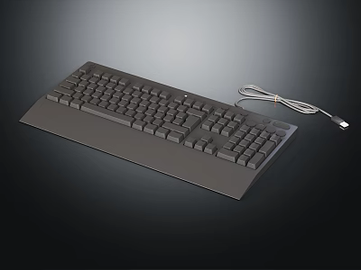 Sleek Wired Computer Keyboard With Full Layout And USB Cable For Desktop Use 3d model
