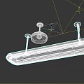 Modern Minimalist Chandelier With Long Rectangular Fixture And Small Round Lamp 3d model