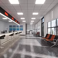 Government Service Hall Interior With Service Counters And Waiting Area