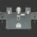Industrial Mechanical Equipment with Metal Casing and Dual Rollers Mounting Brackets and Safety Labels