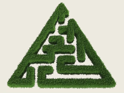 Living Green Plant Wall in Triangle Shape Featuring Intricate Maze Design 3d model