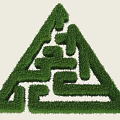 Living Green Plant Wall in Triangle Shape Featuring Intricate Maze Design